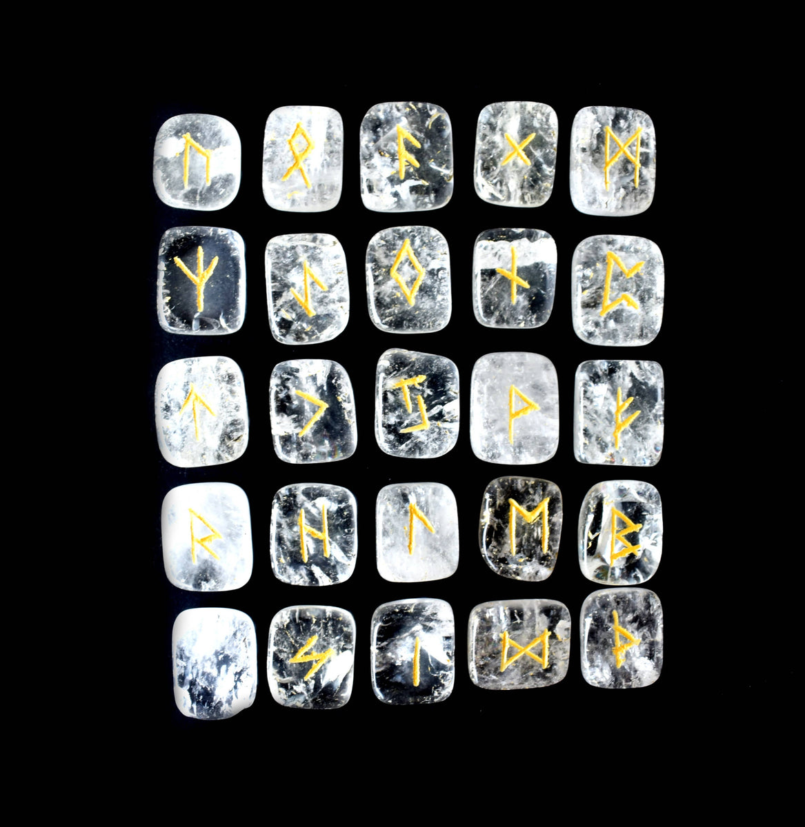 Eartyh Rune Futhark Rune Set| Clear Quartz Rune Stones – EarthandBone