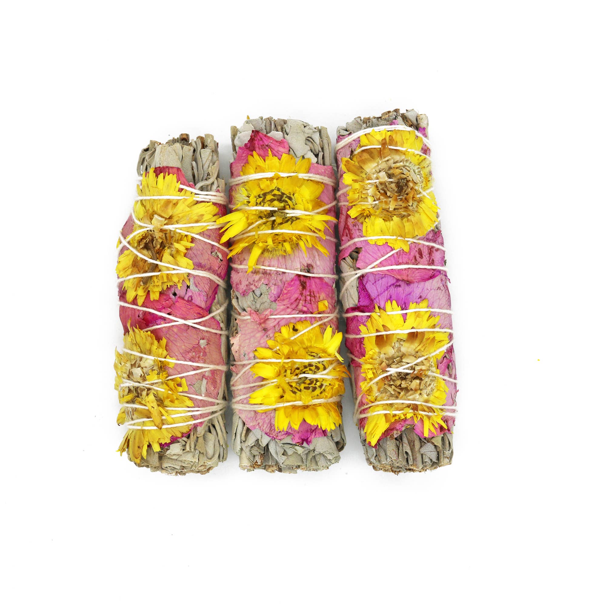 Sunflowers and White Sage Floral White Sage Smudge Stick (4 in.)