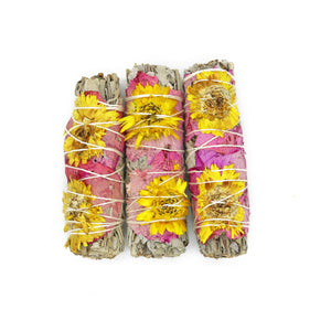 Sunflowers and White Sage Floral White Sage Smudge Stick (4 in.)