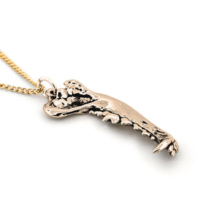 Dire Wolf Jaw Pendant: White Bronze