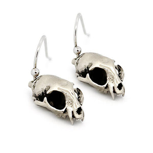 Domestic Cat Skull Earrings: Sterling Silver
