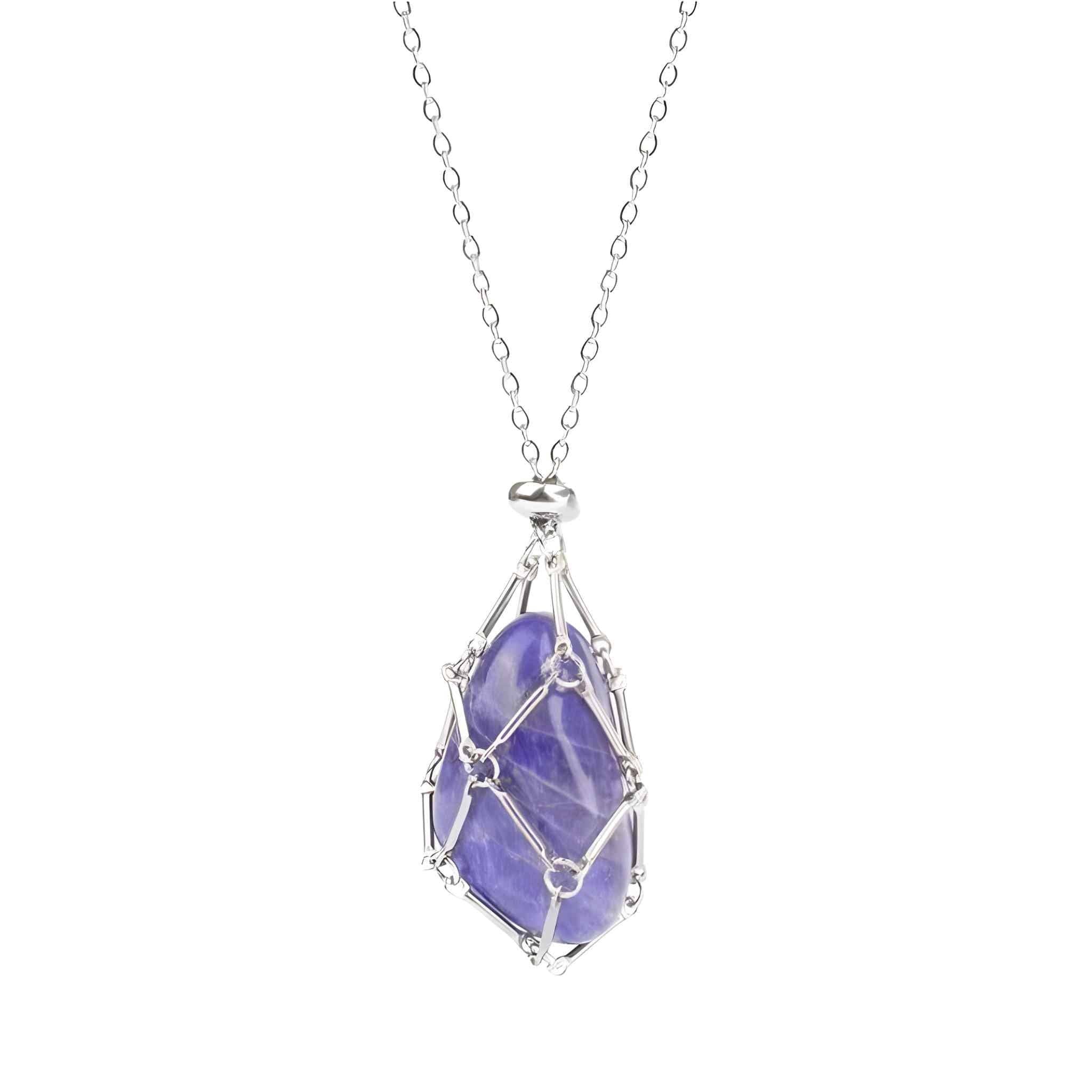 Adjustable Metal Crystal Necklace Holder: Silver