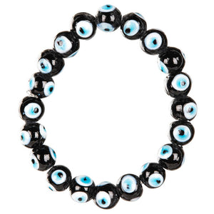 BLACK GLASS BEAD EVIL EYE BRACELET