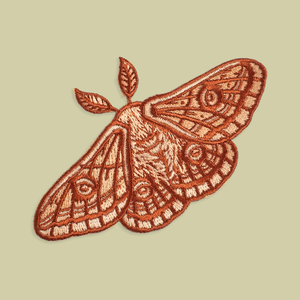 Emperor Moth Embroidered Patch, Iron on Patch