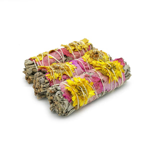 Sunflowers and White Sage Floral White Sage Smudge Stick (4 in.)