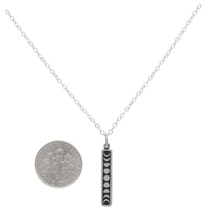 18 Inch Vertical Moon Phase Necklace: Sterling Silver