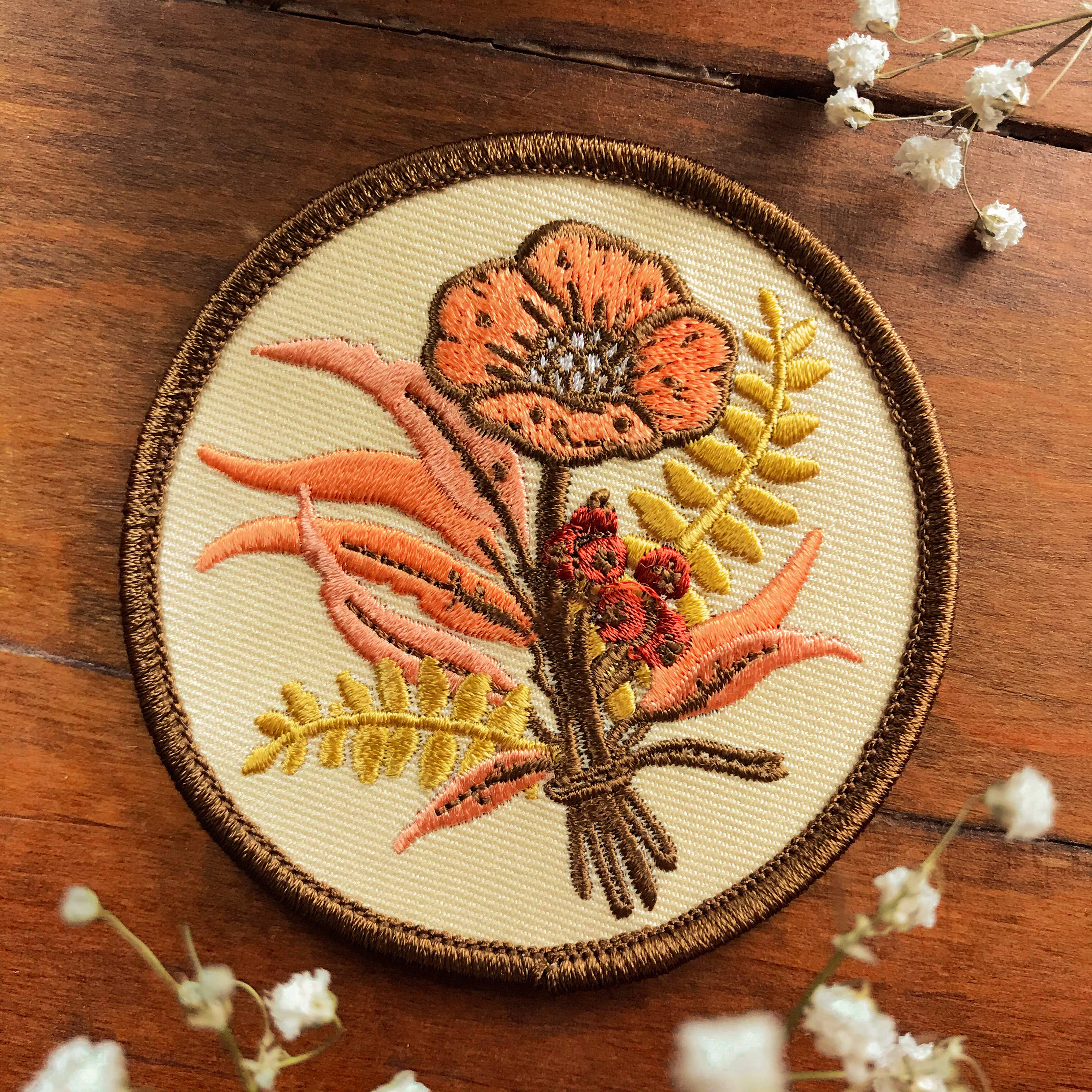 Floral Embroidered Patch, Iron on Patch