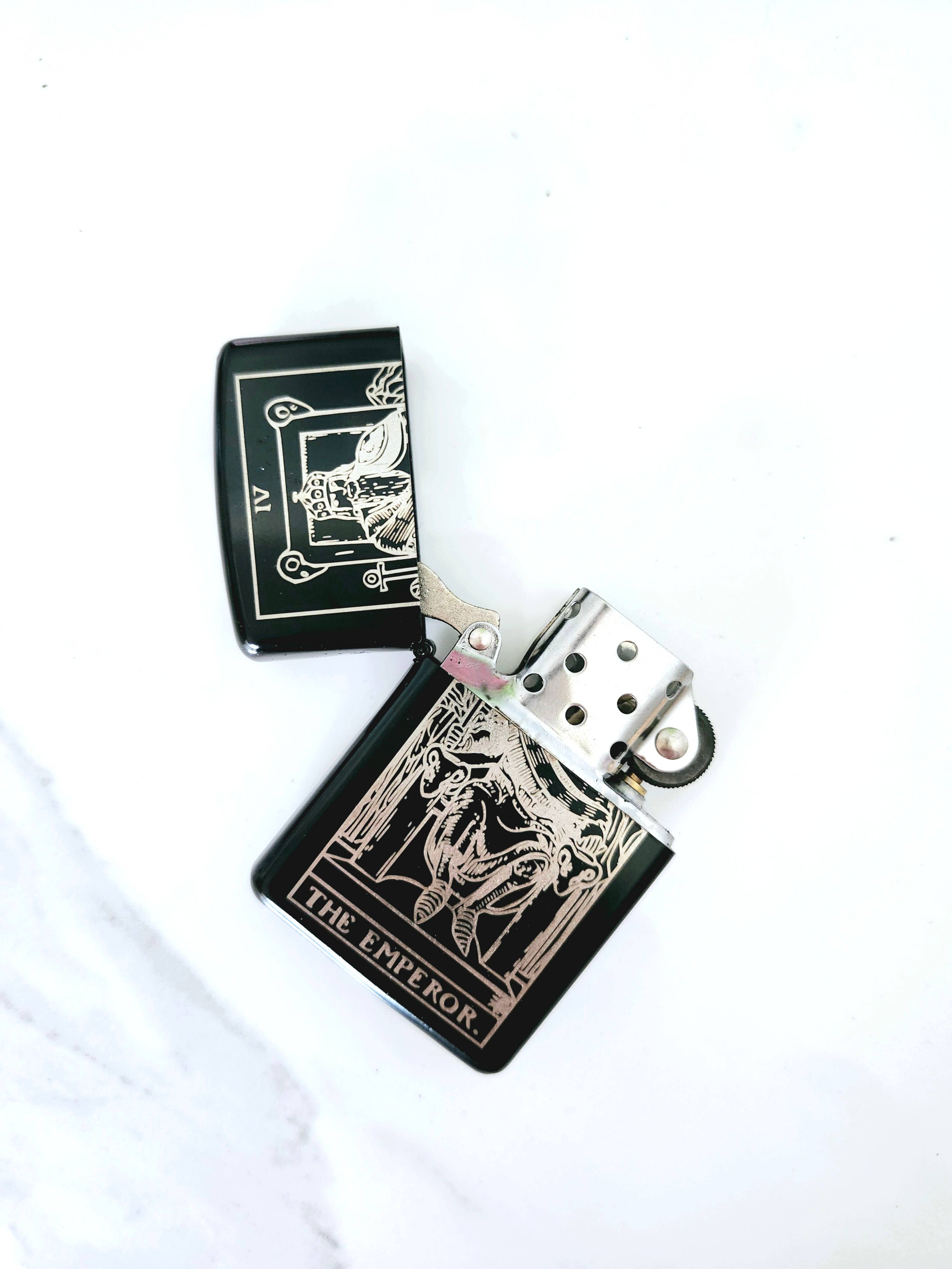 Emperor Tarot Engraved Flip Top Metal Windproof Lighter