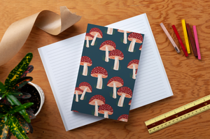 Navy Mushrooms Layflat Journal Notebook: Lined / Classic