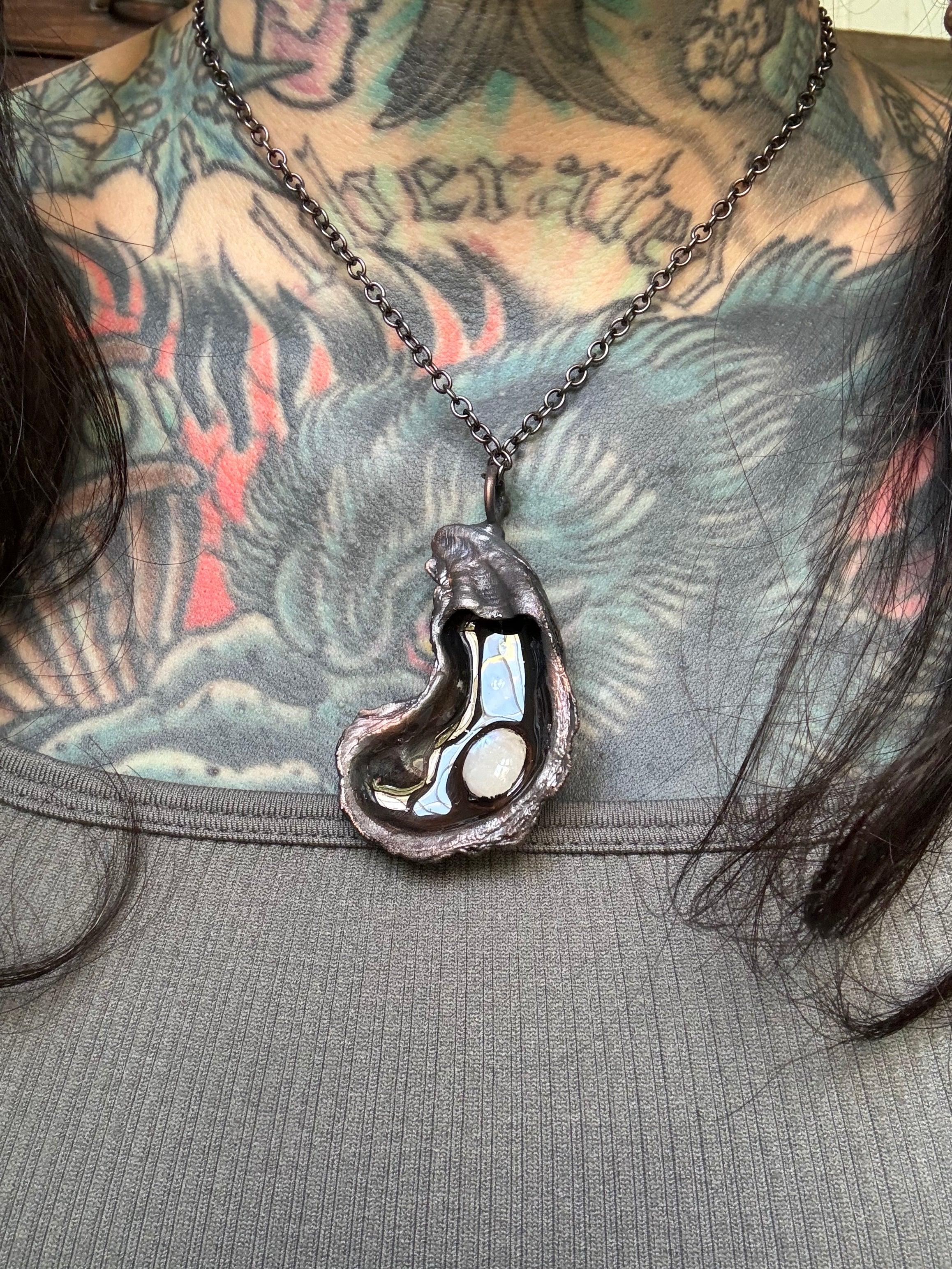 Oyster and Moonstone Pendant