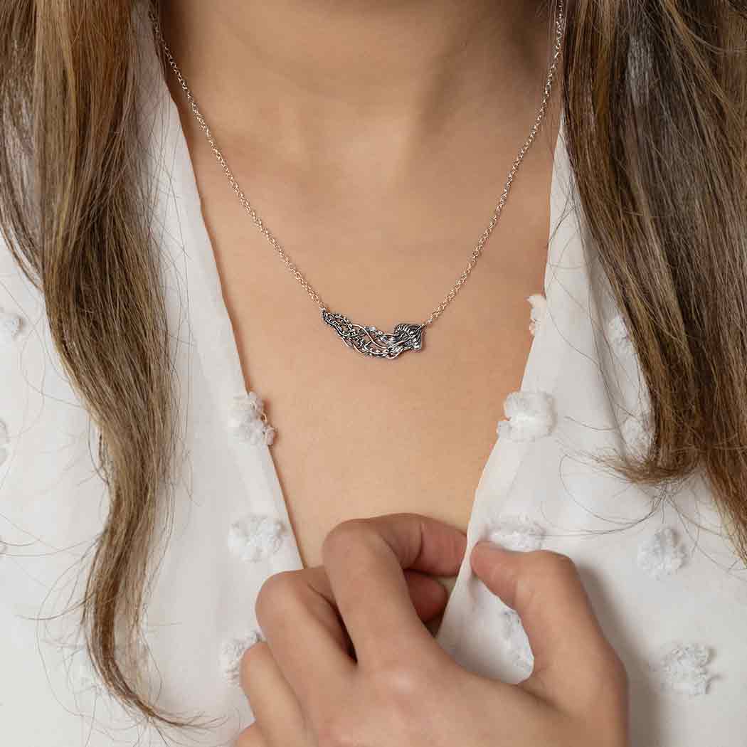 Sterling Silver Dimensional Jellyfish Festoon Necklace