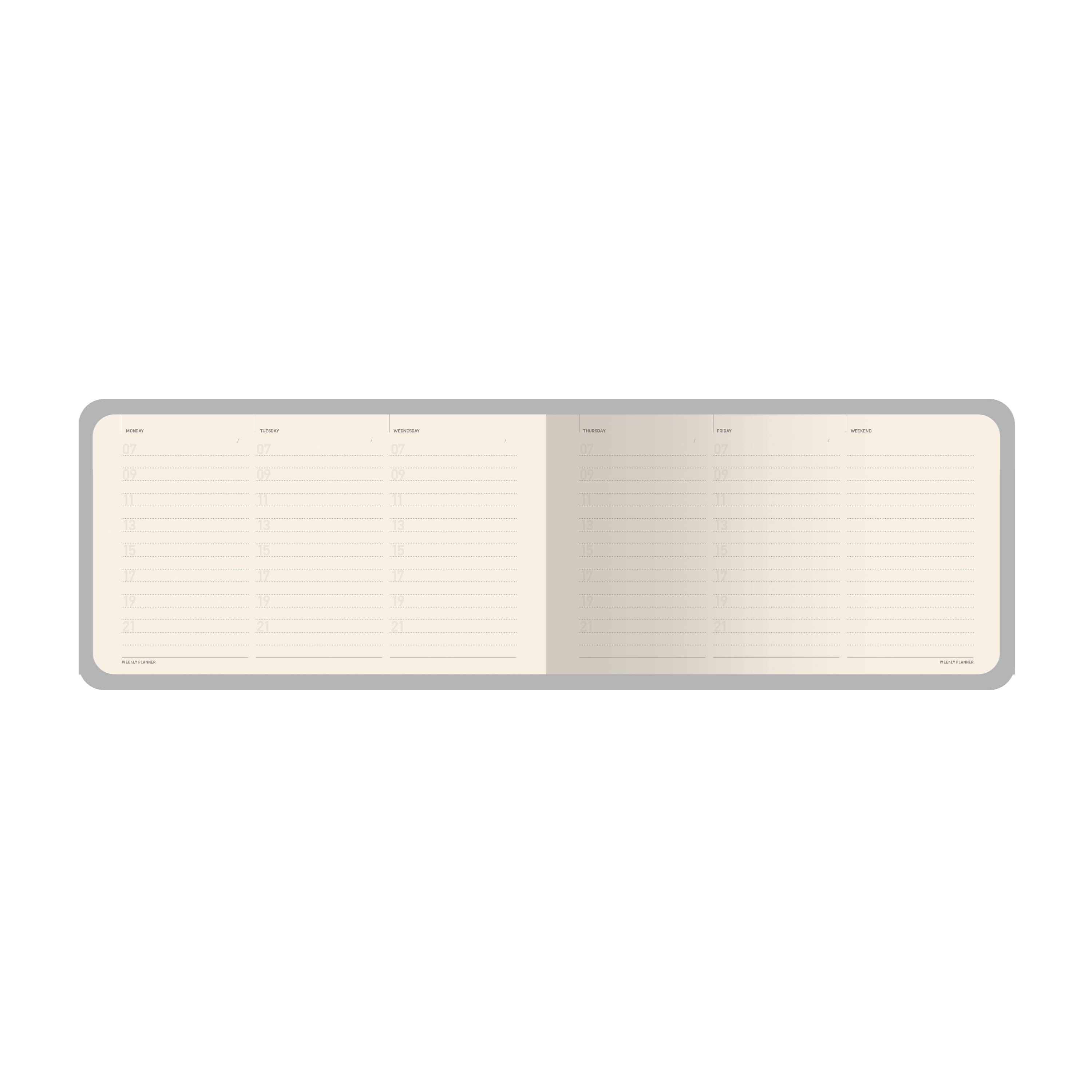 Horizontal Vegan Leather Weekly Planner - Forest Mushrooms