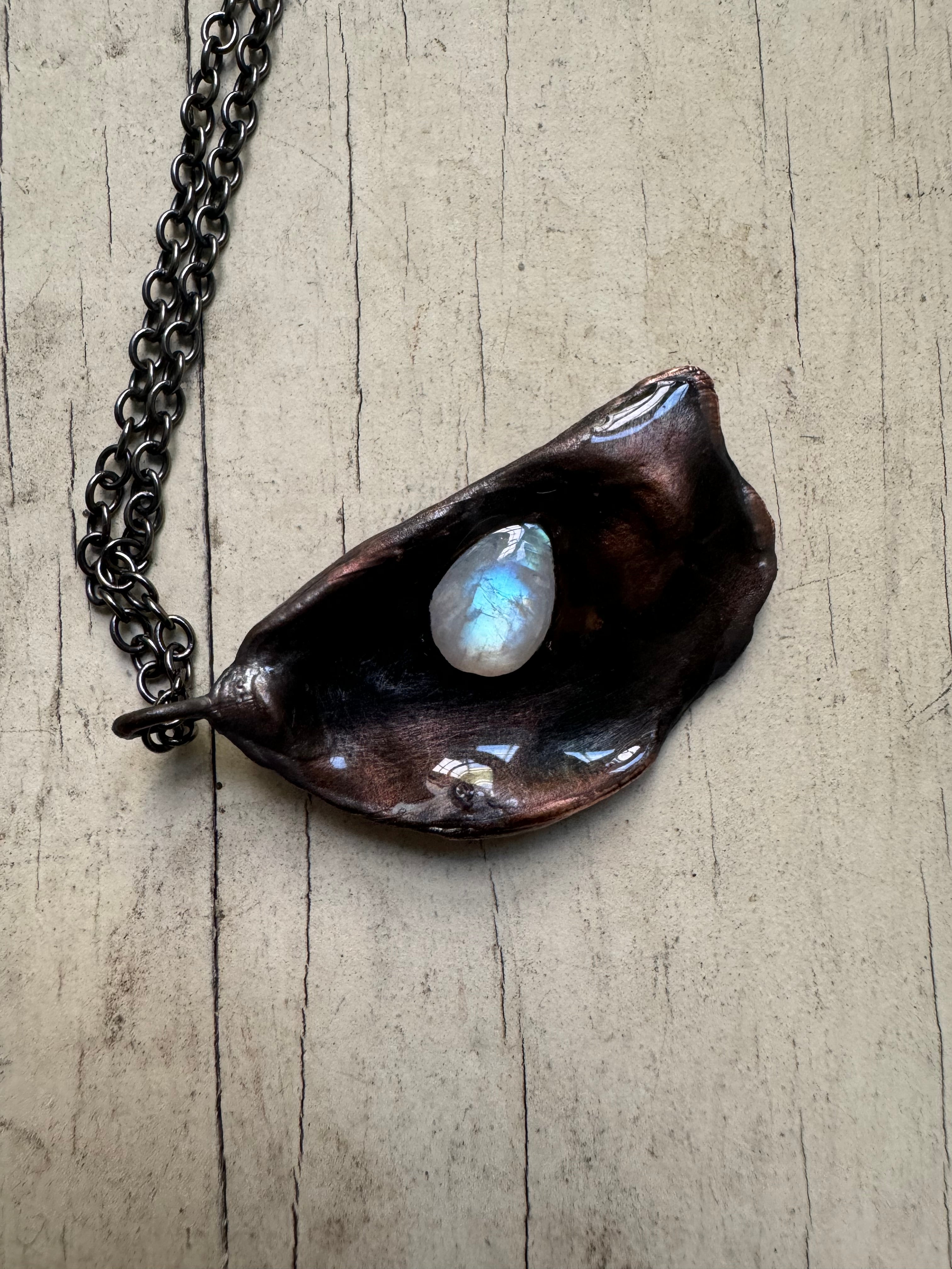 Oyster and Moonstone Pendant