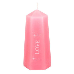 Love Crystal Candle with Rough Rose Quartz