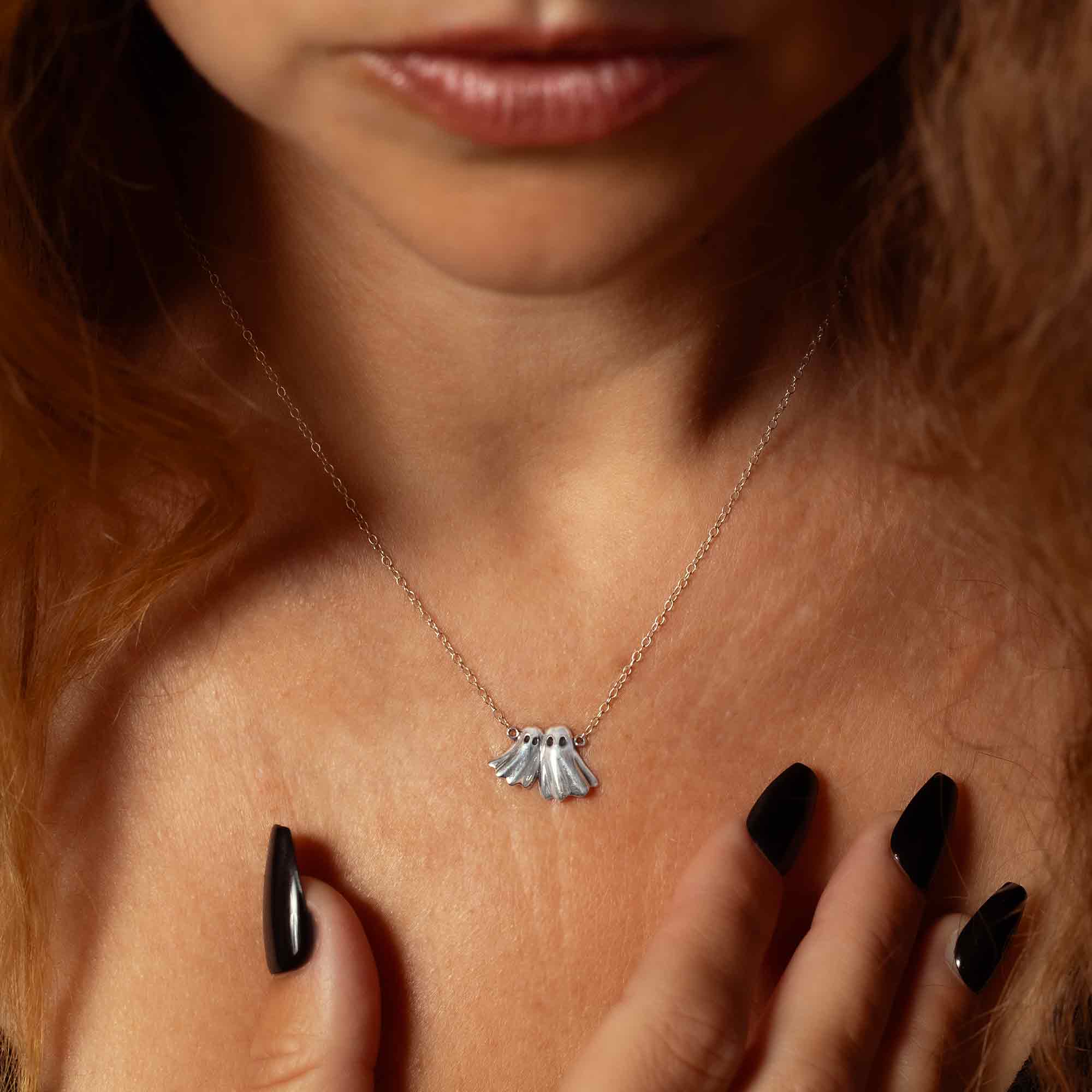 Sterling Silver Two Ghosts Festoon Necklace