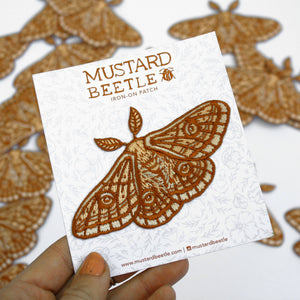 Emperor Moth Embroidered Patch, Iron on Patch