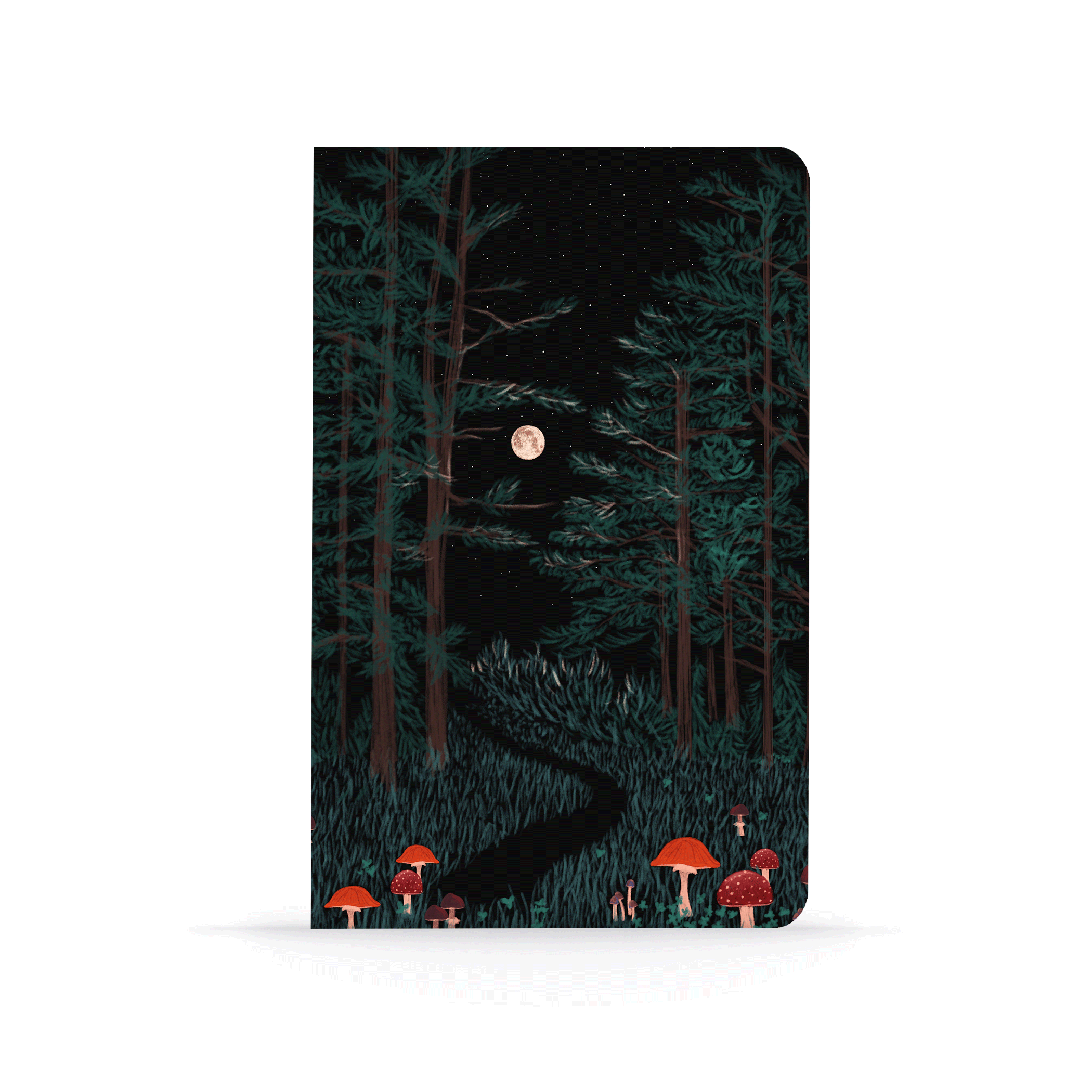 Moonrise Forest Layflat Journal Notebook: Lined / Medium