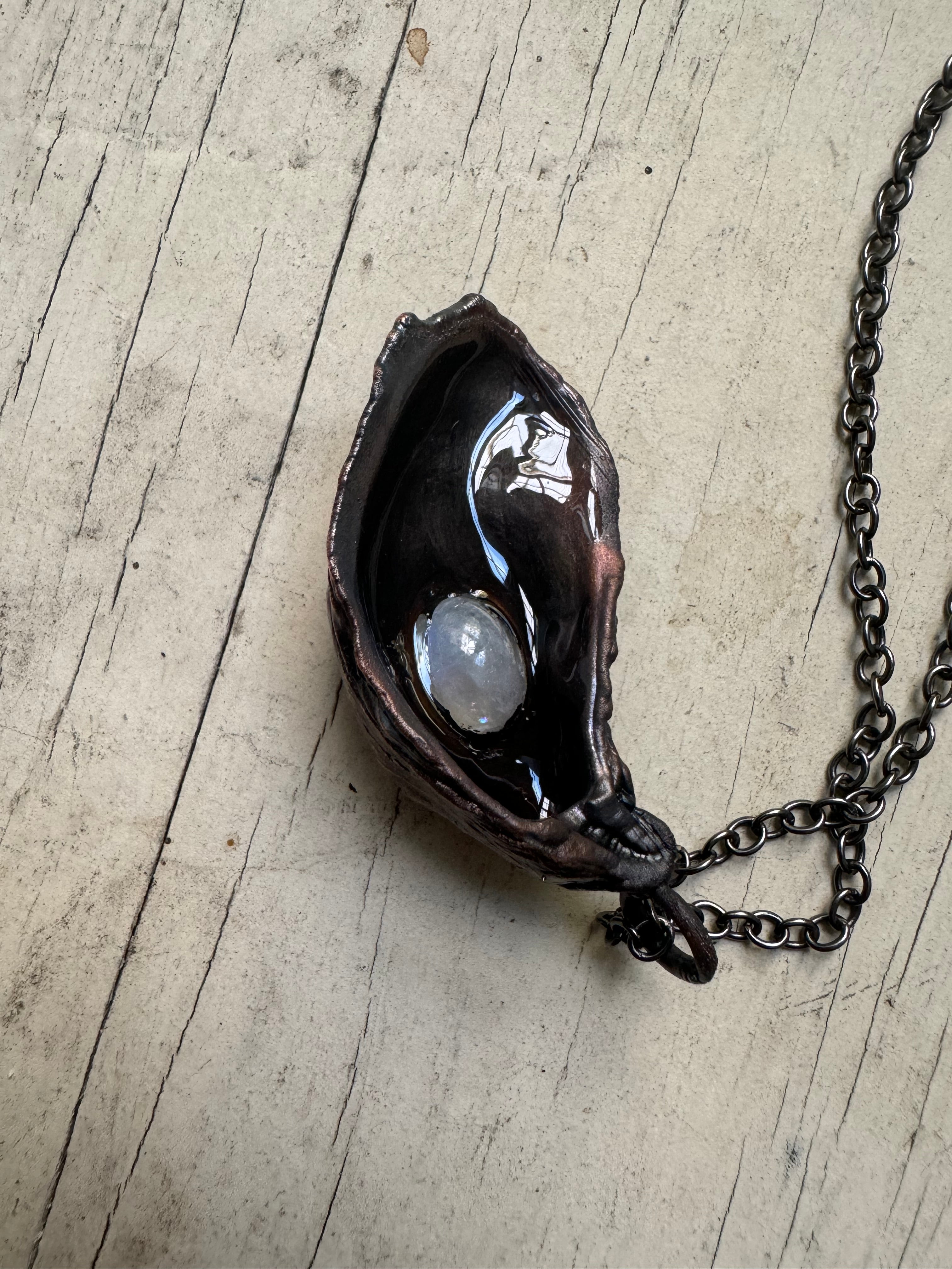 Oyster and Moonstone Pendant