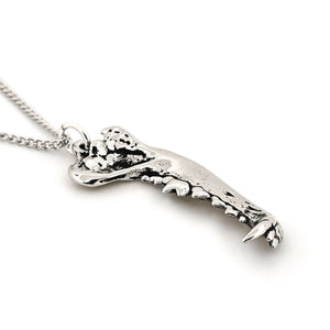 Dire Wolf Jaw Pendant: White Bronze