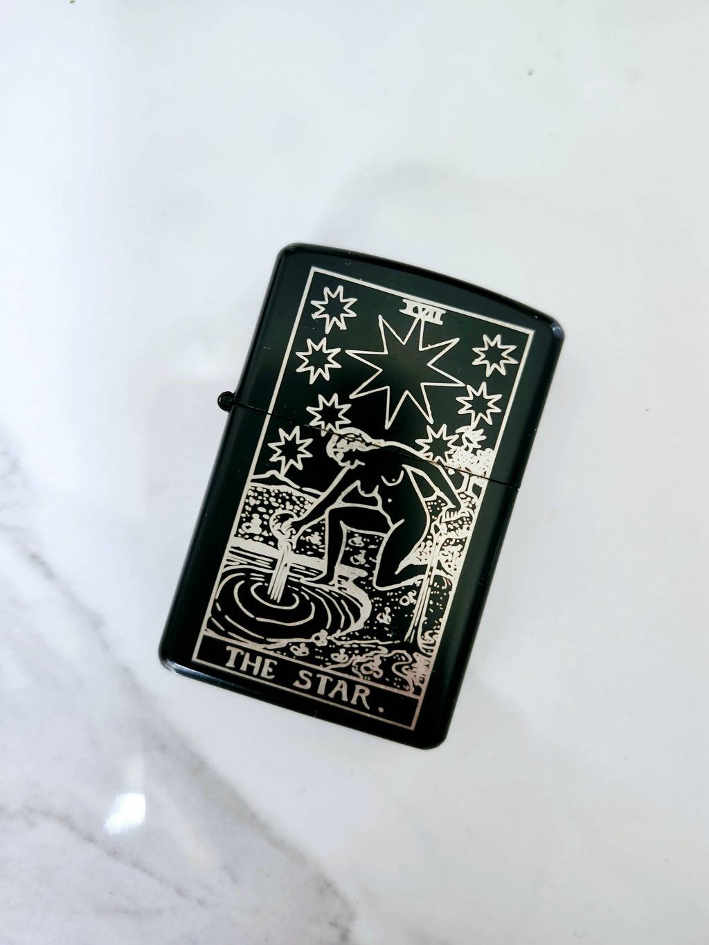 The Star Tarot Engraved Flip Top Metal Windproof Lighter