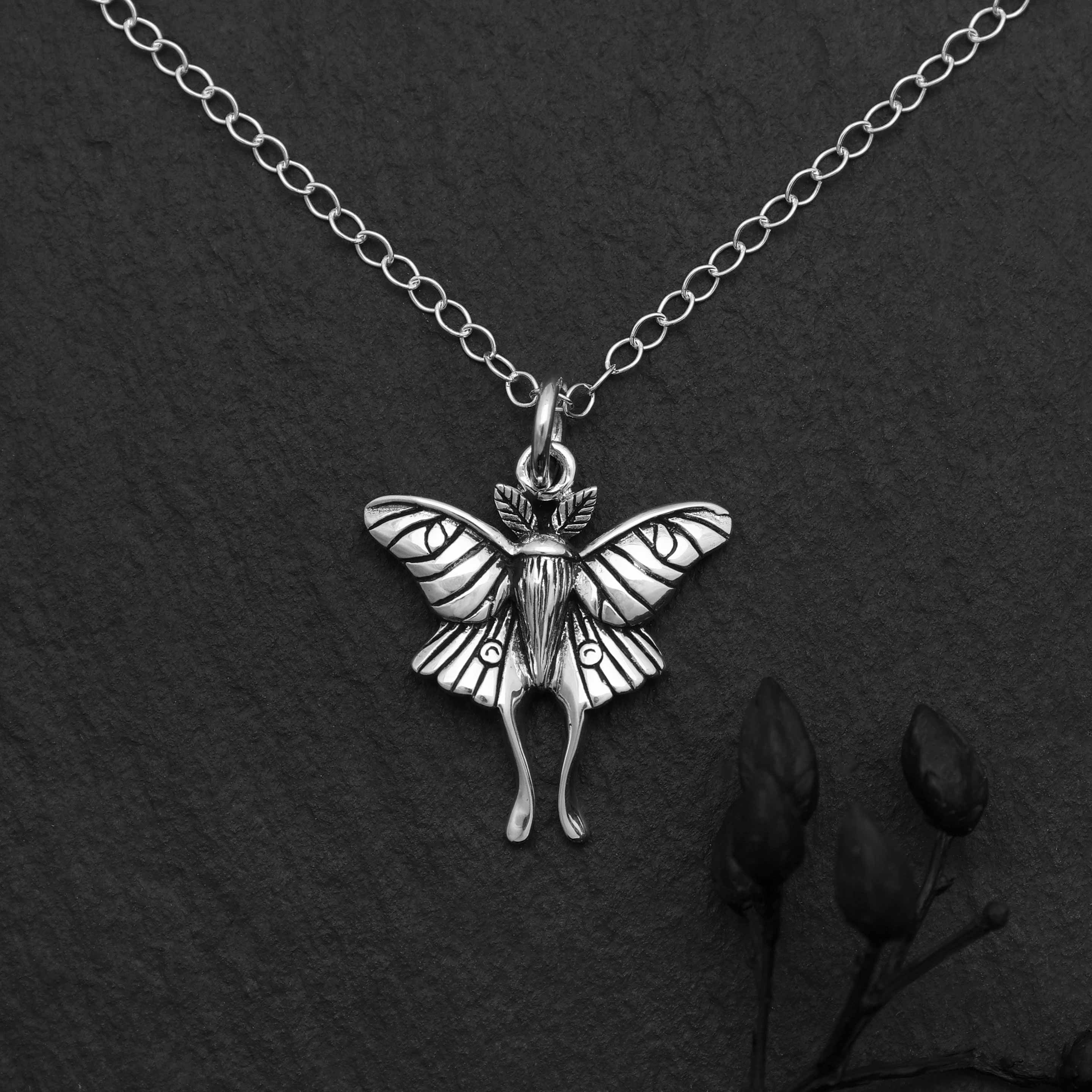 Sterling Silver Luna Moth Necklace