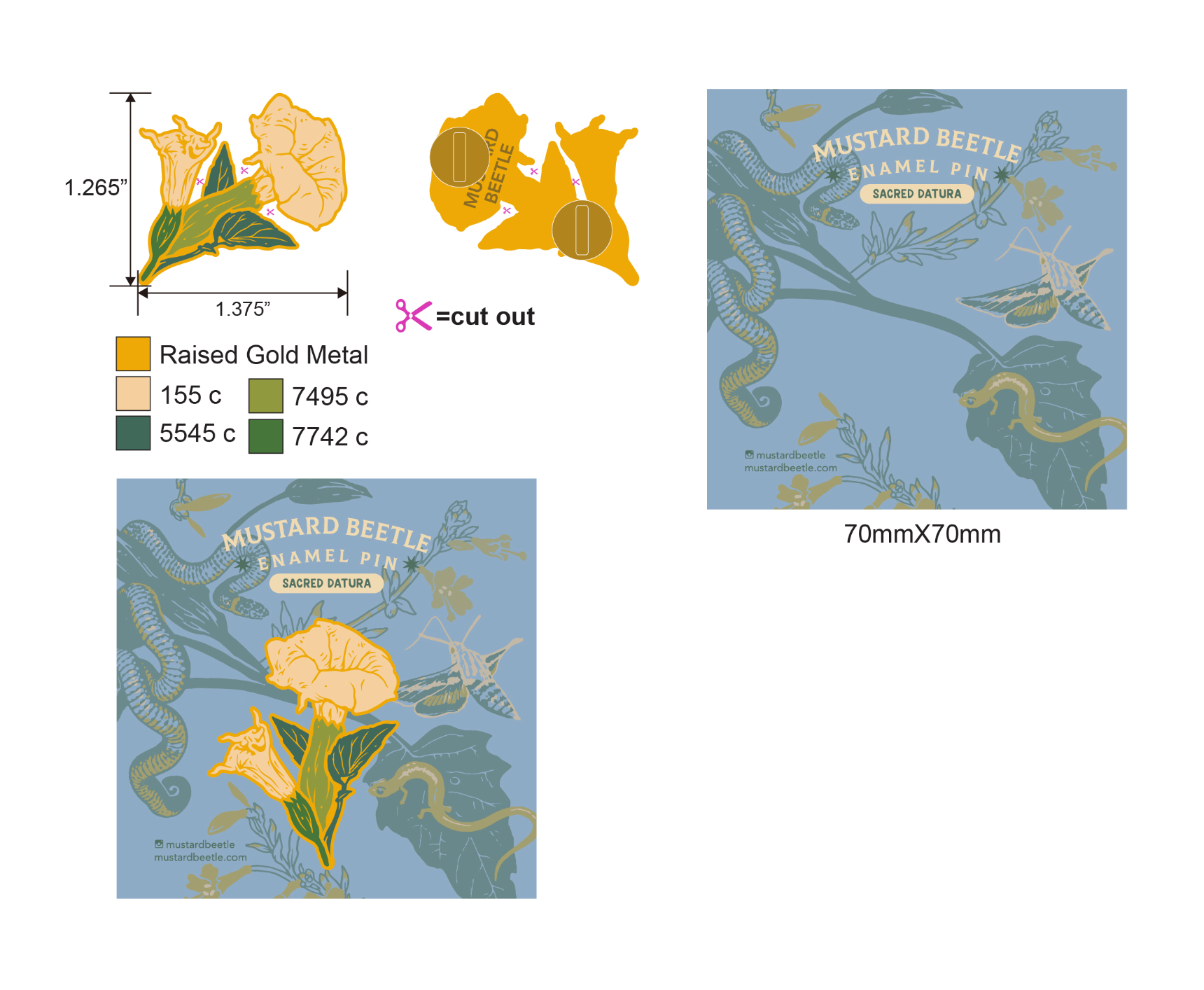 Enamel Pin: Datura 1.25"