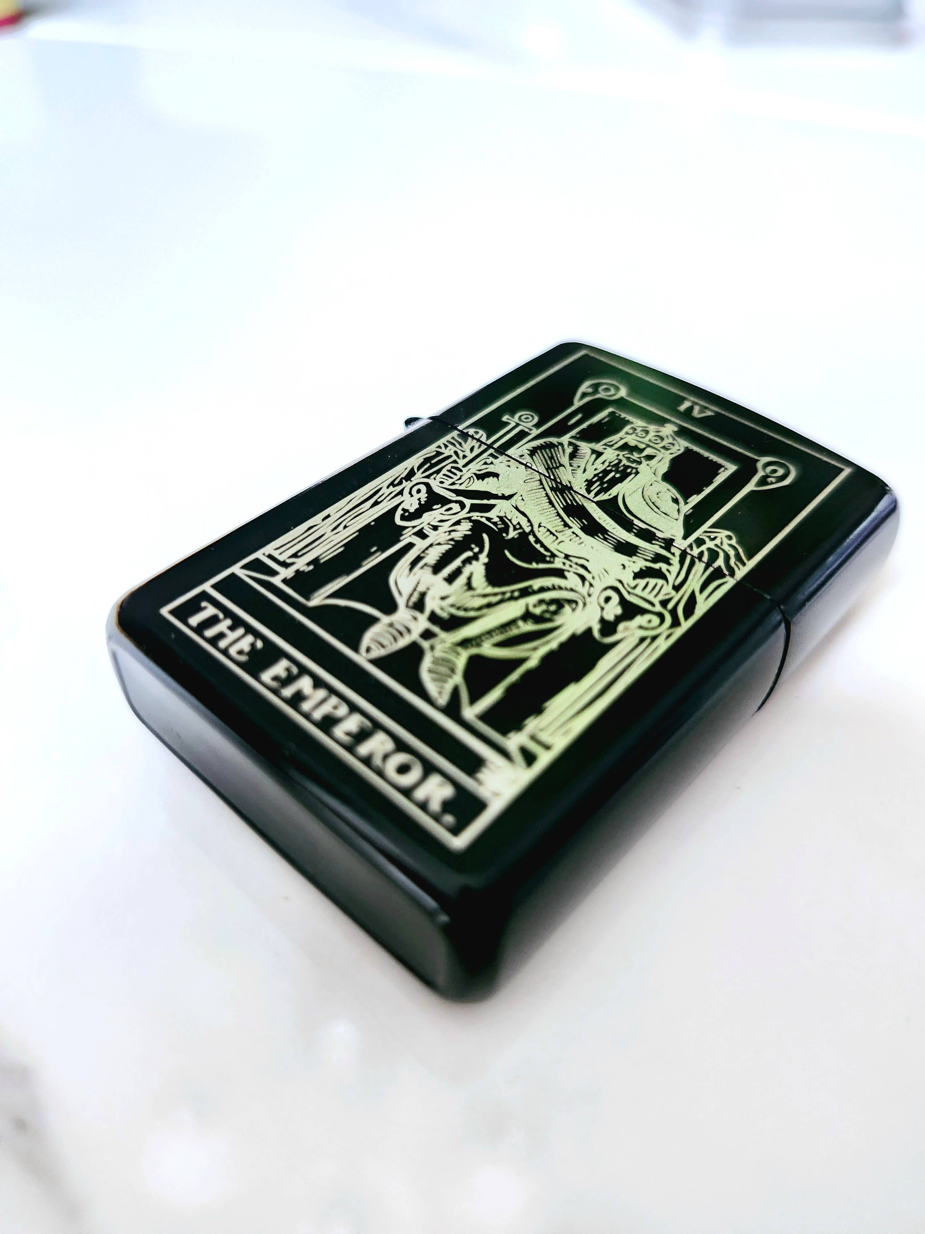 Emperor Tarot Engraved Flip Top Metal Windproof Lighter