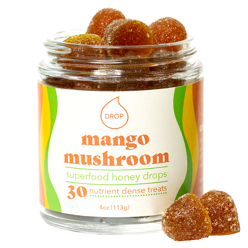 Mango Mushroom | Mushroom Honey Gummy | Immune & Pain Relief: 30 Count Jar (Standard Retail)