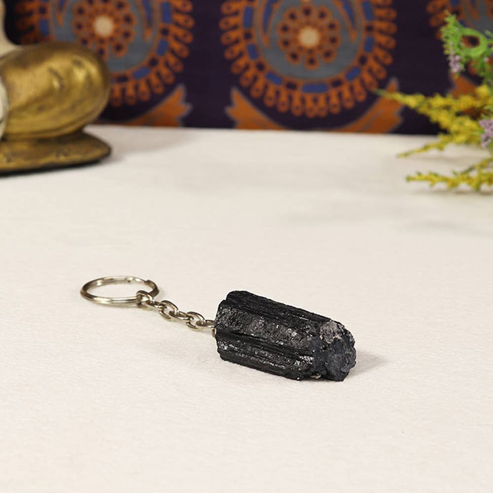 Black Tourmaline Key Chain | Natural Black Tourmaline