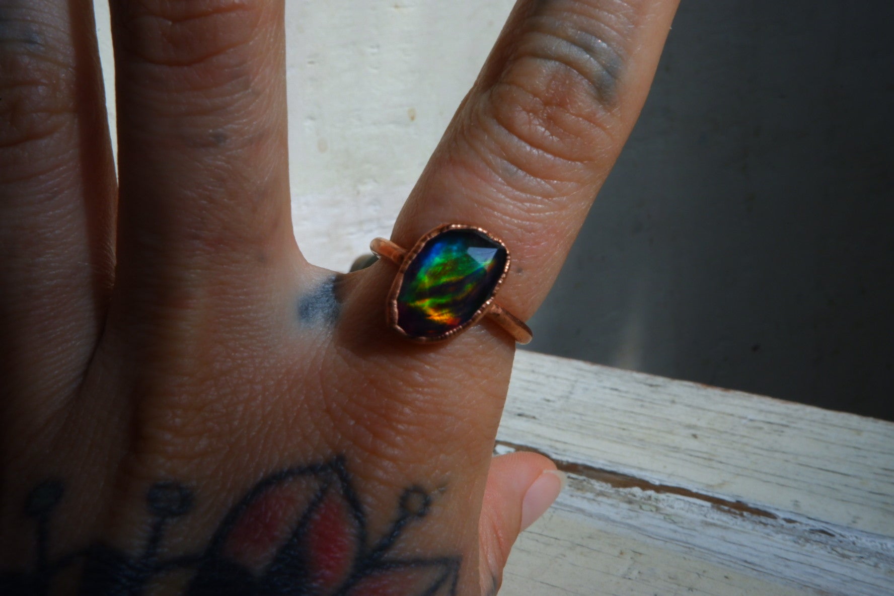 Dark Aura Opal Ring