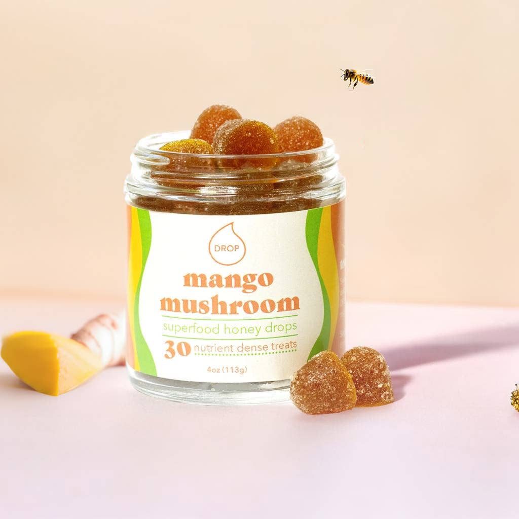 Mango Mushroom | Mushroom Honey Gummy | Immune & Pain Relief: 30 Count Jar (Standard Retail)