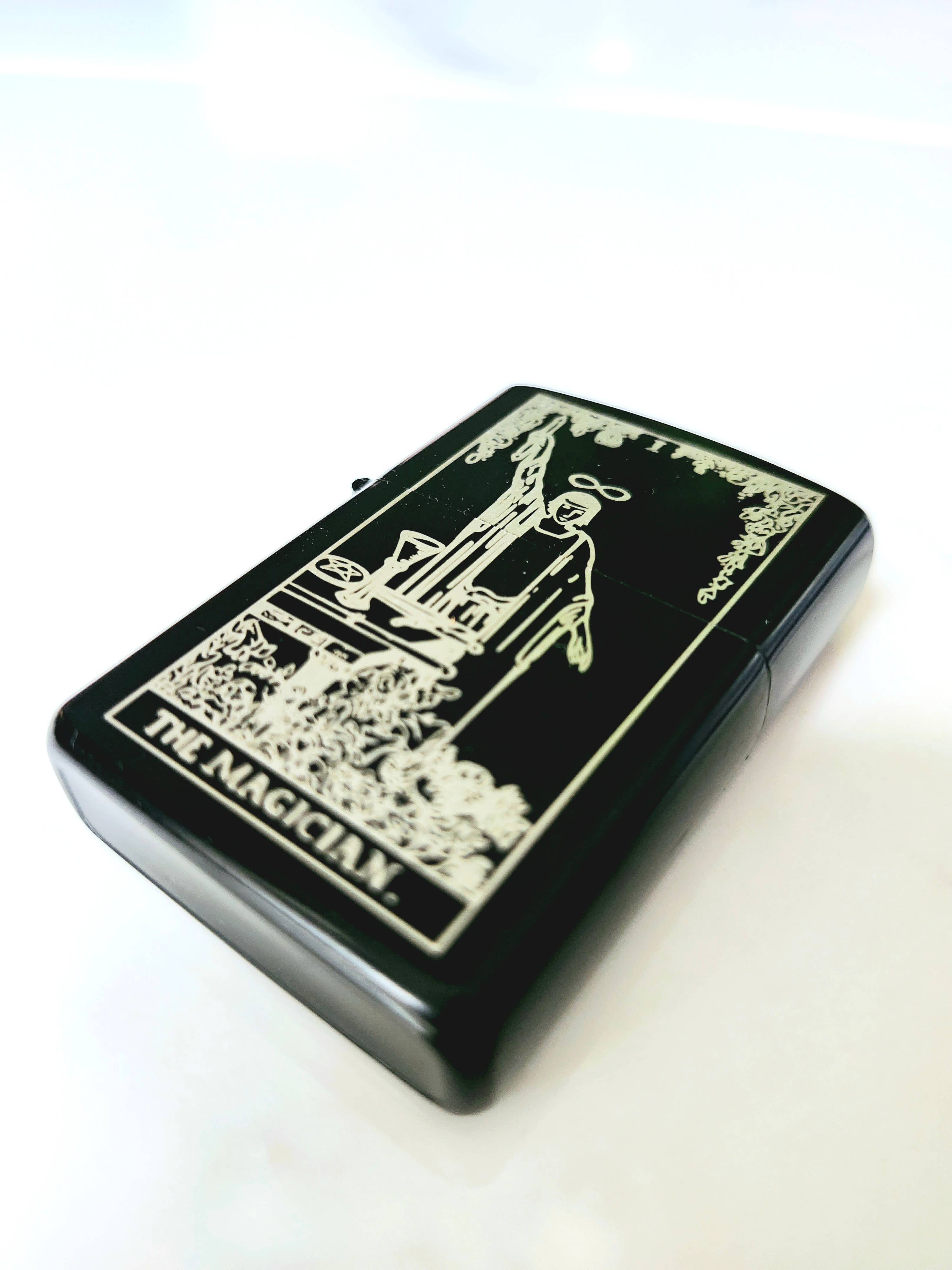 Magician Tarot Engraved Flip Top Metal Windproof Lighter