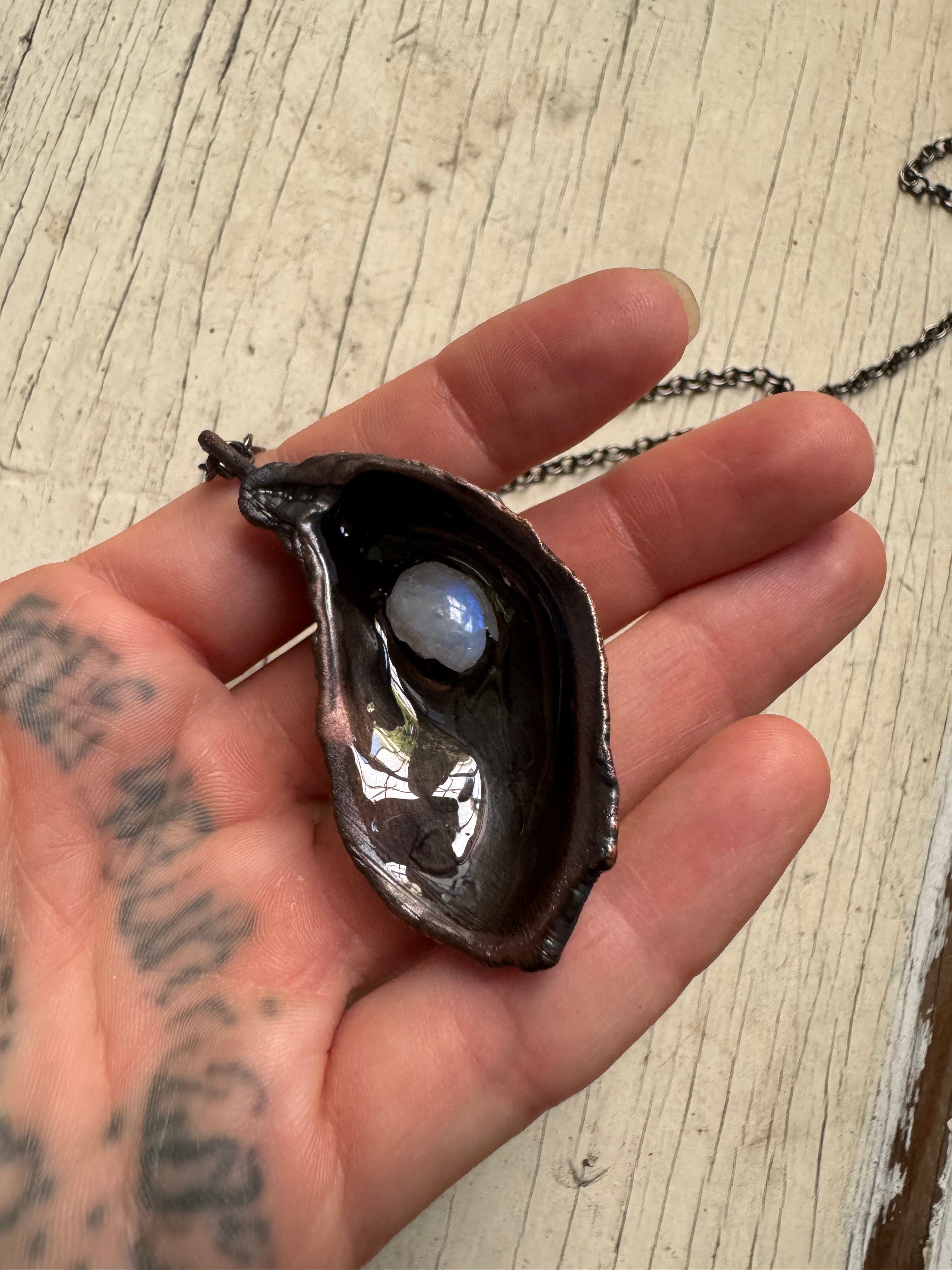 Oyster and Moonstone Pendant