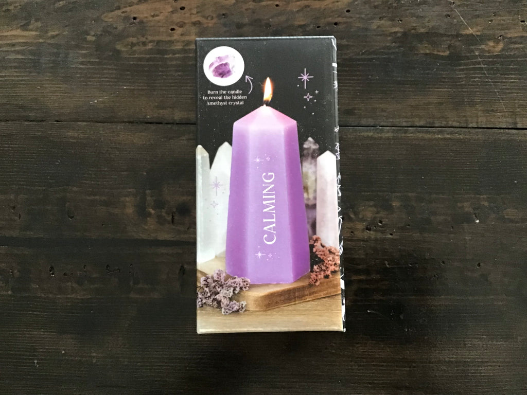 Calming Crystal Candle with Rough Amethyst