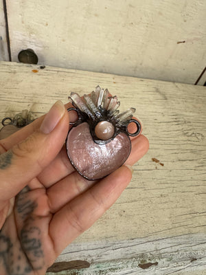 Rose Quartz Crystal Castle Heart (medium)