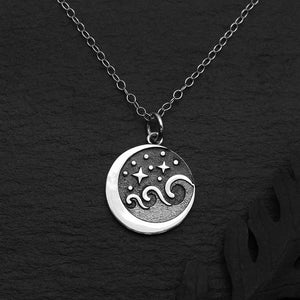 Sterling Silver Starry Night Wave Necklace