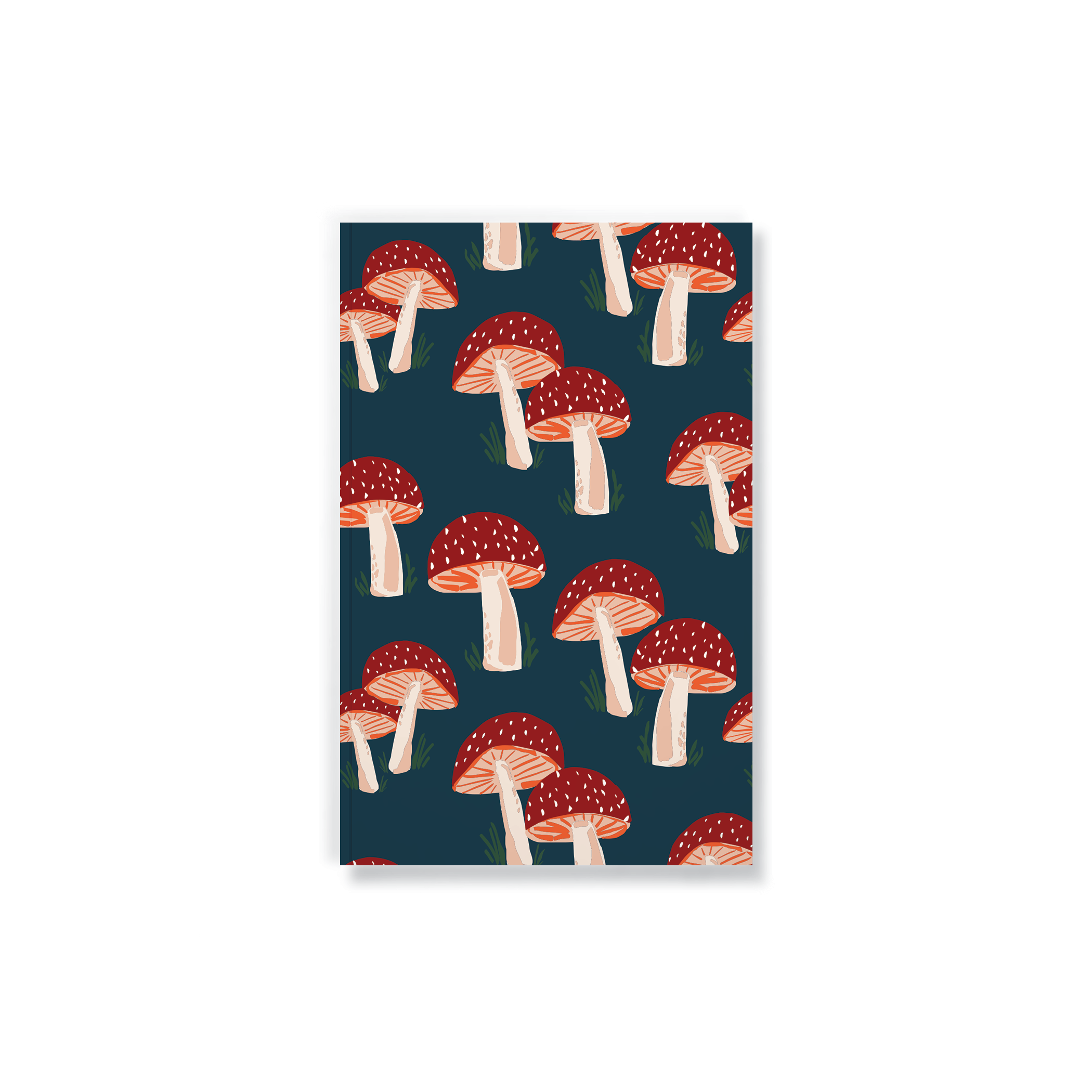 Navy Mushrooms Layflat Journal Notebook: Lined / Classic