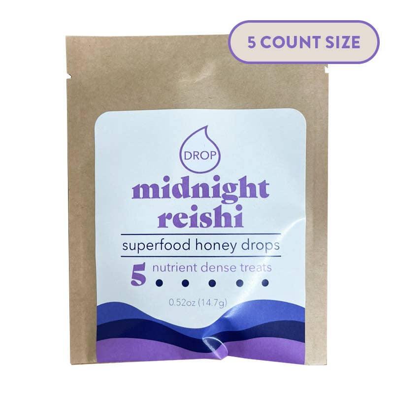 Midnight Reishi | Mushroom Honey Gummy | Sleep & Relaxation: 5 Count Pouch (Grab & Go Sample)