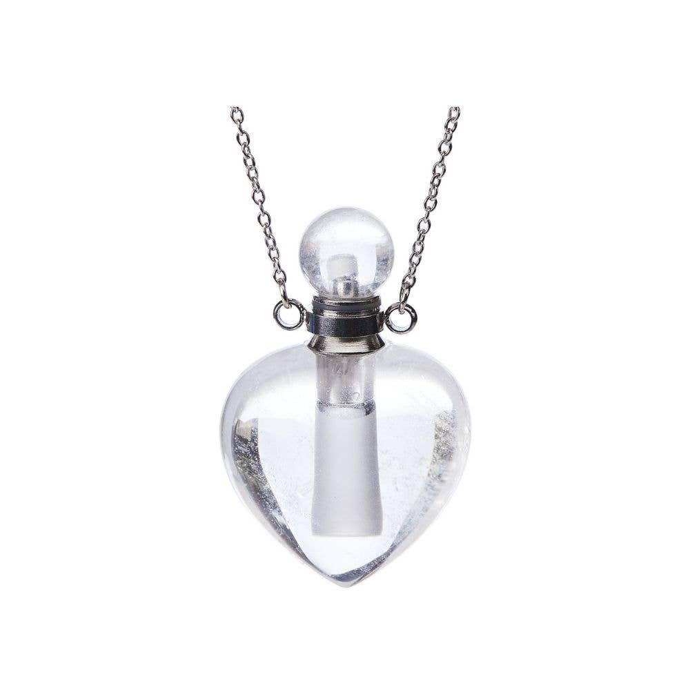 Aromatherapy Necklace - Clear Quartz Manifest Heart