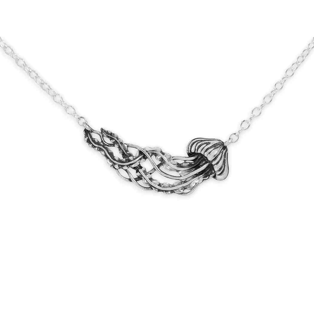 Sterling Silver Dimensional Jellyfish Festoon Necklace