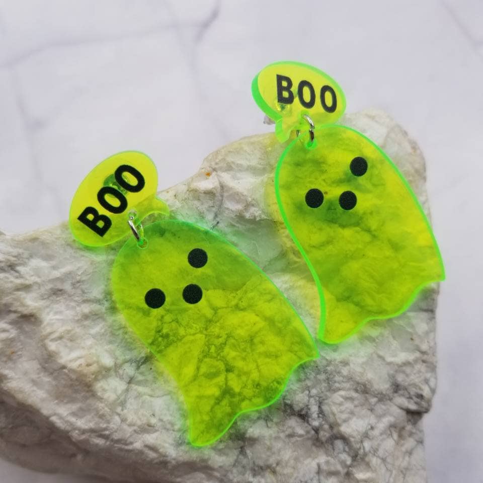 Halloween Boo Ghost Acrylic Earrings