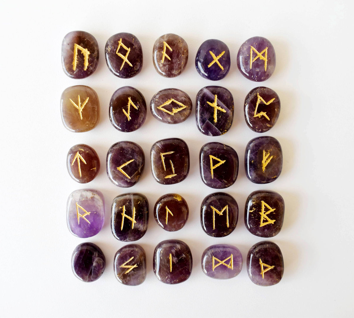 Futhark Rune Set | Amethyst Rune Stones – EarthandBone