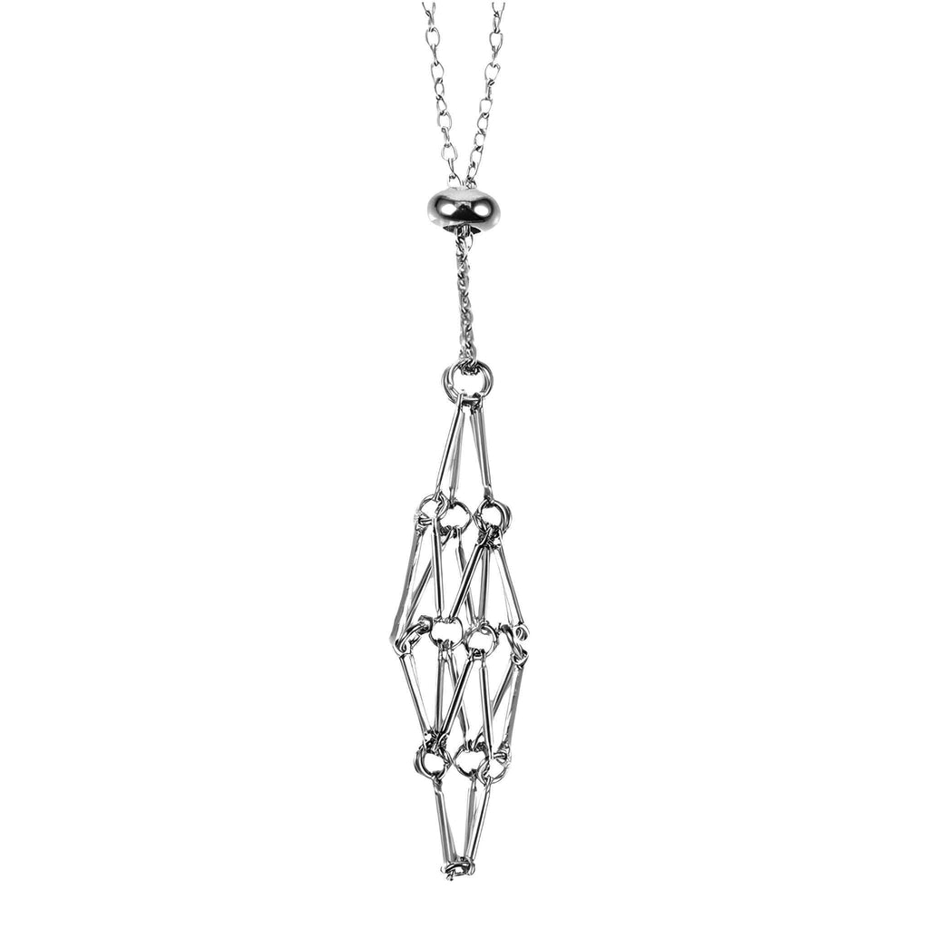 Adjustable Metal Crystal Necklace Holder: Silver