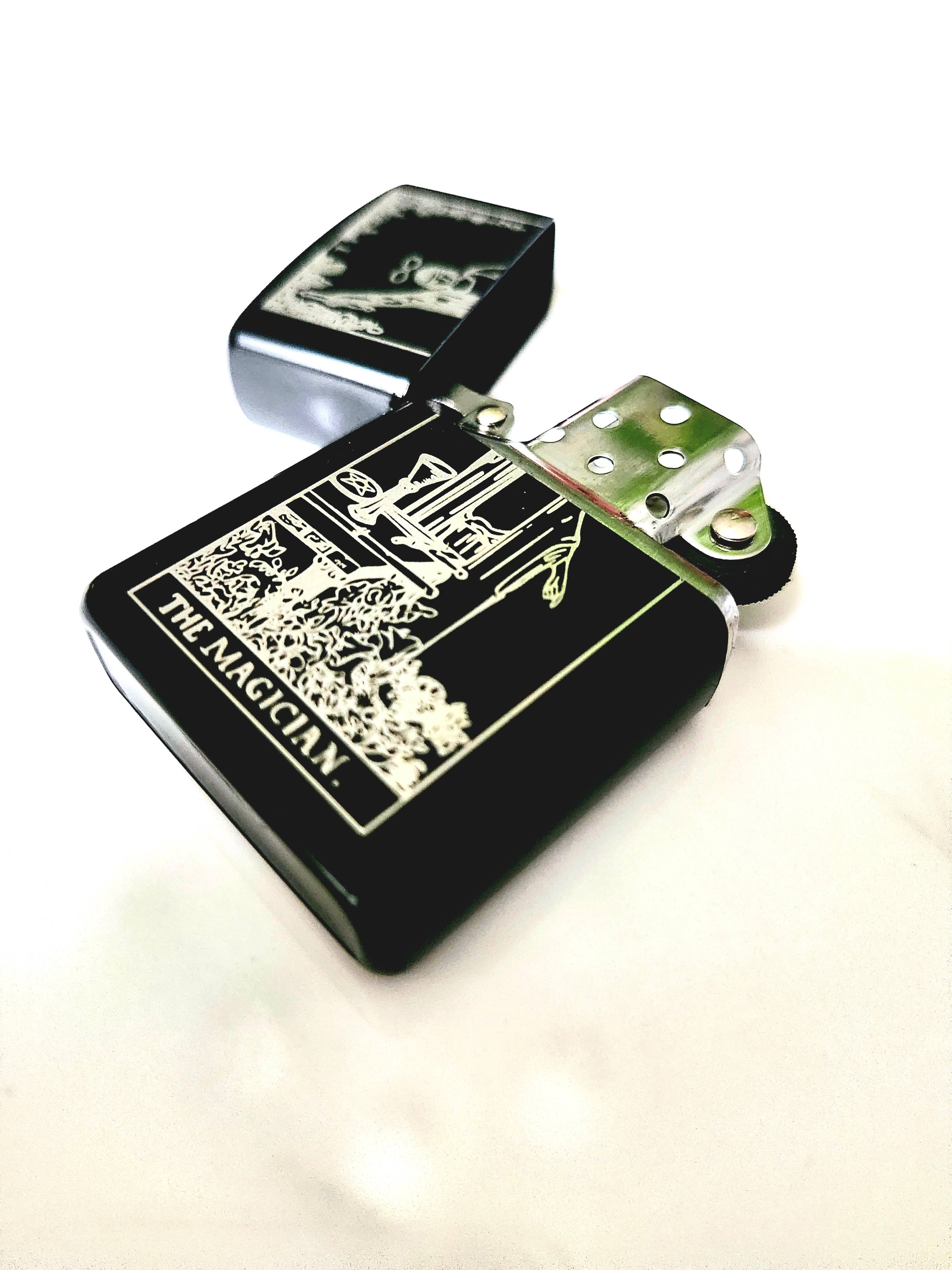 Magician Tarot Engraved Flip Top Metal Windproof Lighter