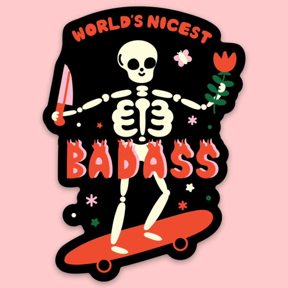 World's Nicest Badass Skeleton Sticker