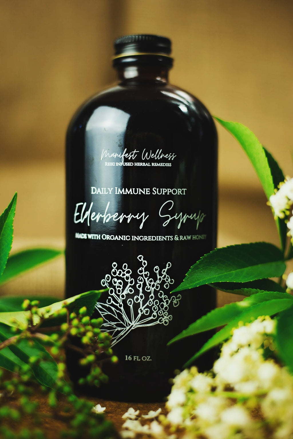 Elderberry Syrup made with Organic Ingredients: 8 oz