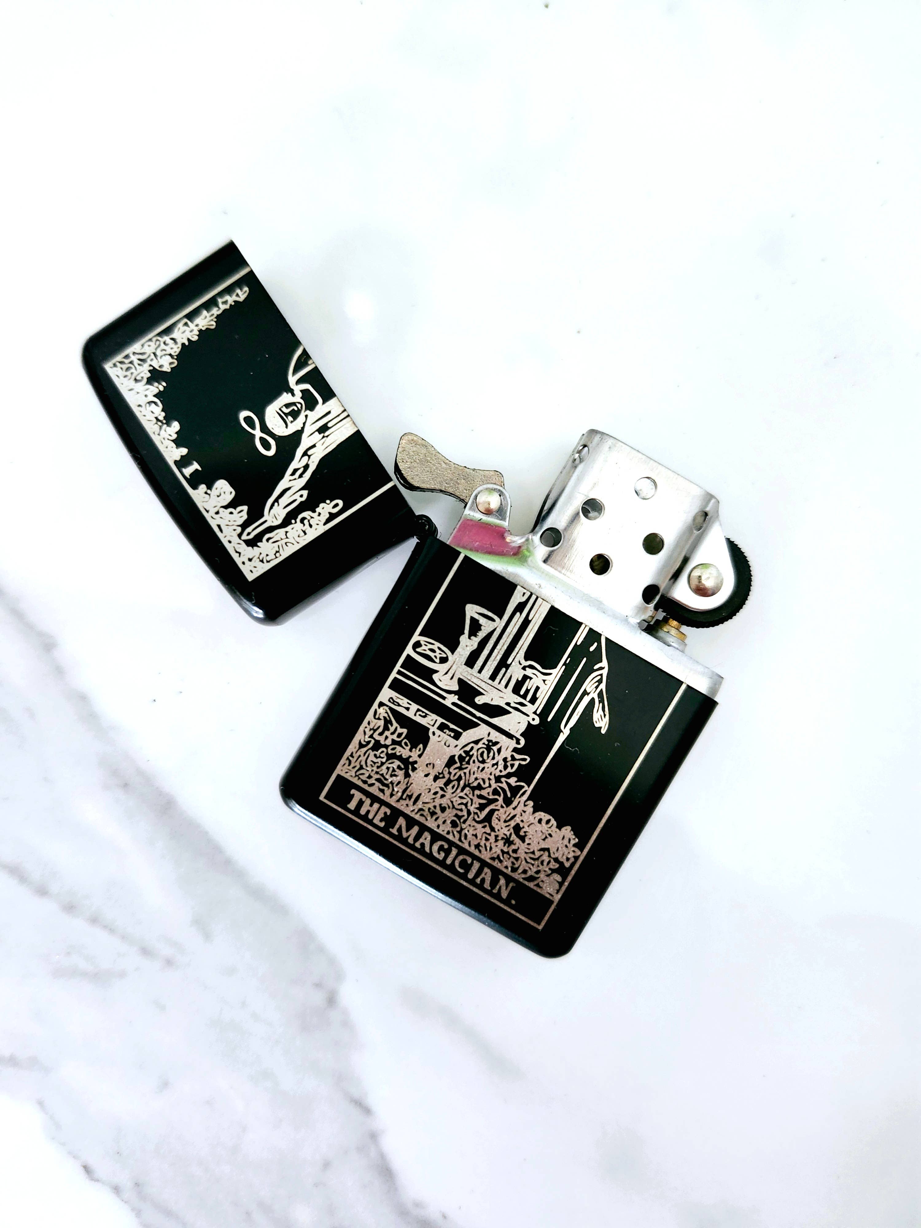 Magician Tarot Engraved Flip Top Metal Windproof Lighter