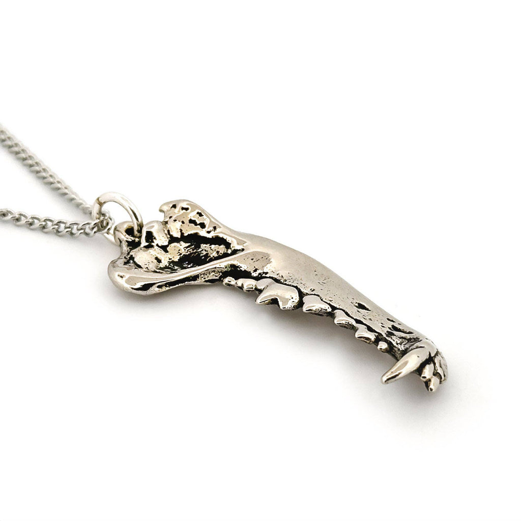 Dire Wolf Jaw Pendant: White Bronze