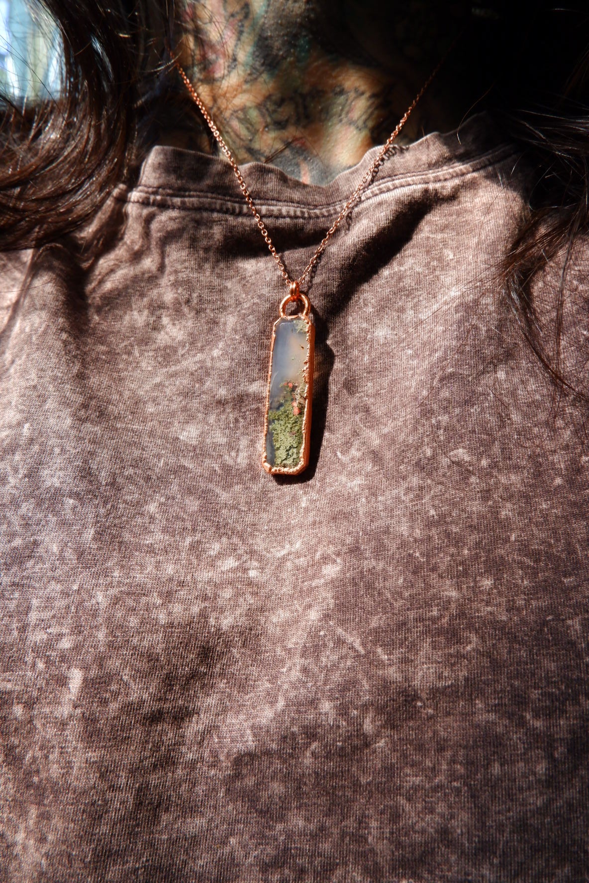 Moss Agate Emerald Pendant