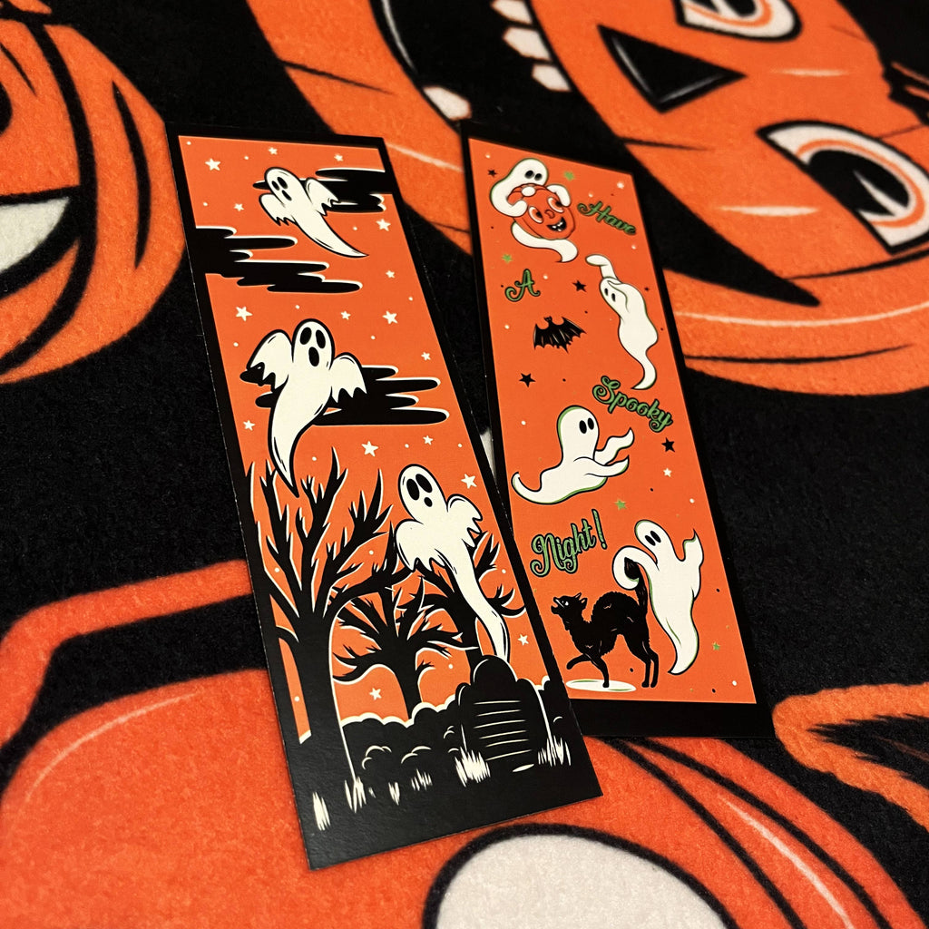 Ghosts in the Graveyard Vintage Halloween Bookmark